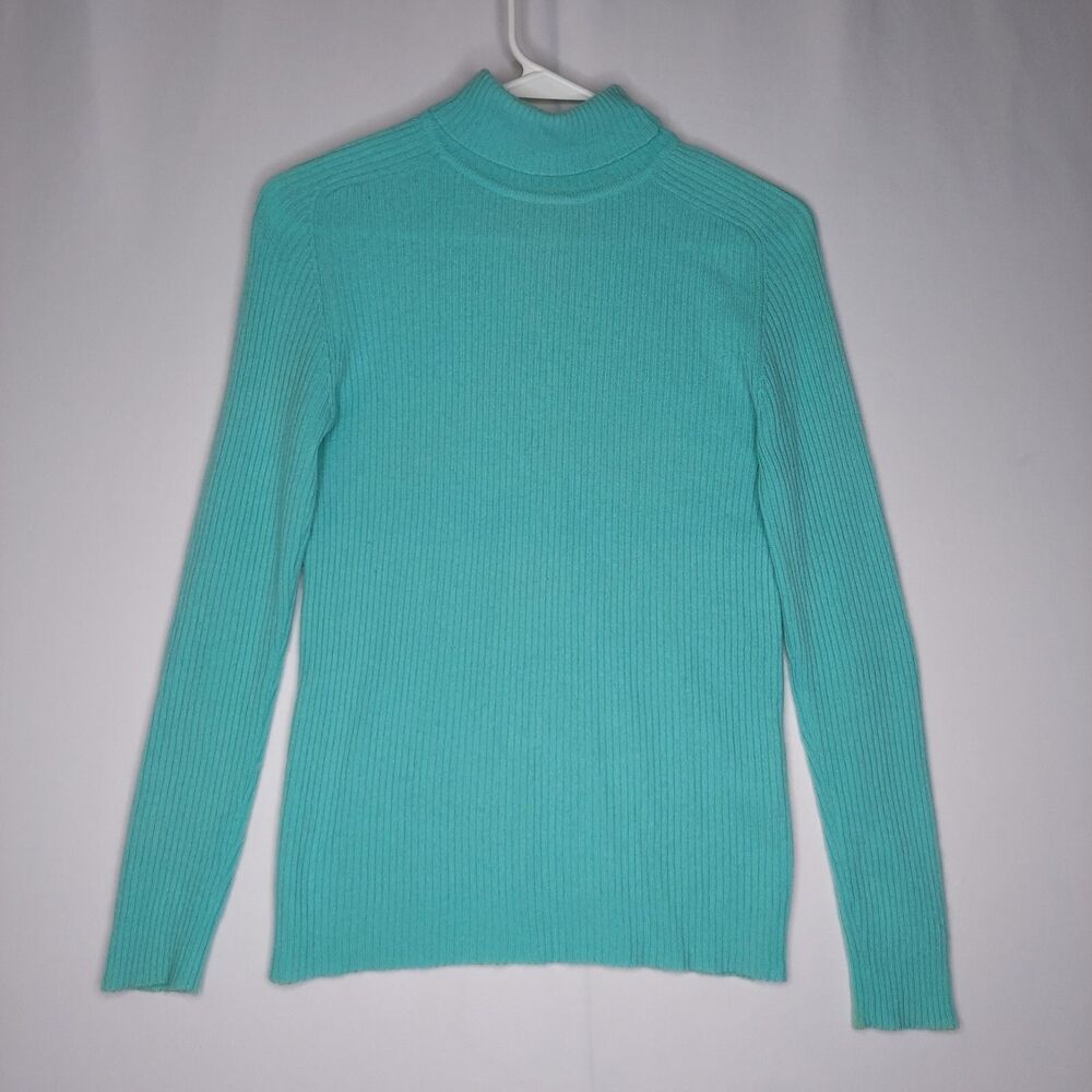 Dalton Vtg Cashmere Sweater‎ Women 34 Ribbed Turtleneck Aqua Mint Mermaid